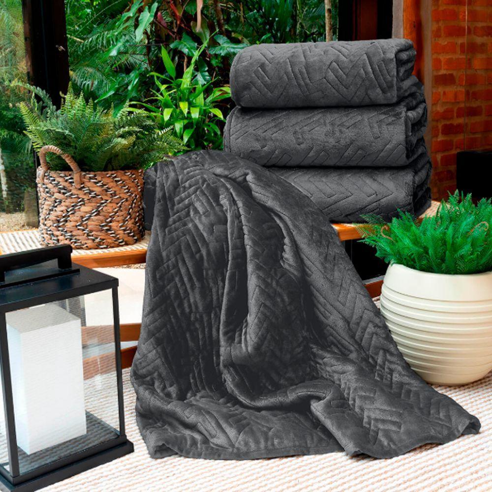Cobertor Buettner King Flannel Plush 100% Poliéster Dupla Face 260mx280m Metal Escuro / Metal Claro - 4