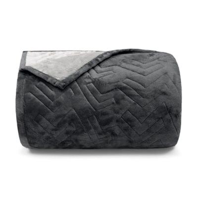 Cobertor Buettner King Flannel Plush 100% Poliéster Dupla Face 260mx280m Metal Escuro / Metal Claro