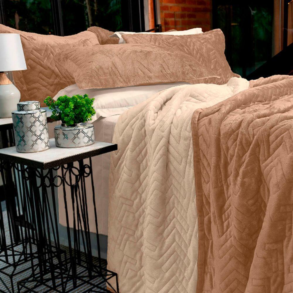 Cobertor Buettner King Flannel Plush 100% Poliéster Dupla Face 260mx280m Khaki Escuro / Khaki Claro - 2