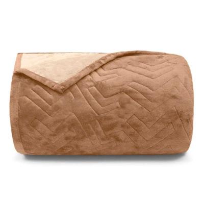 Cobertor Buettner King Flannel Plush 100% Poliéster Dupla Face 260mx280m Khaki Escuro / Khaki Claro
