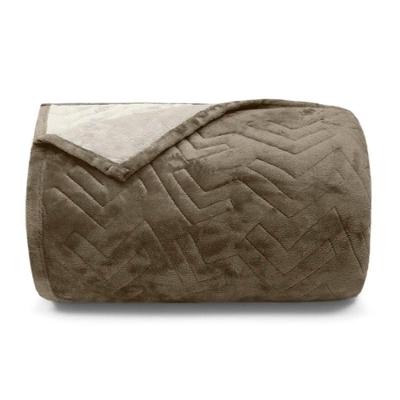 Cobertor Buettner King Flannel Plush 100% Poliéster Dupla Face 260mx280m Chocolate Escuro / Chocolate Claro