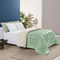 Coberdrom Estampado Sherpa E Flannel Petit Poá Solteiro 01 Peça Manta Alta 150g - Salvia - 2