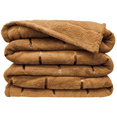 Cobertor Veneza Queen Manta Ultrasoft Premium Listrada Extra Macia - Caramelo