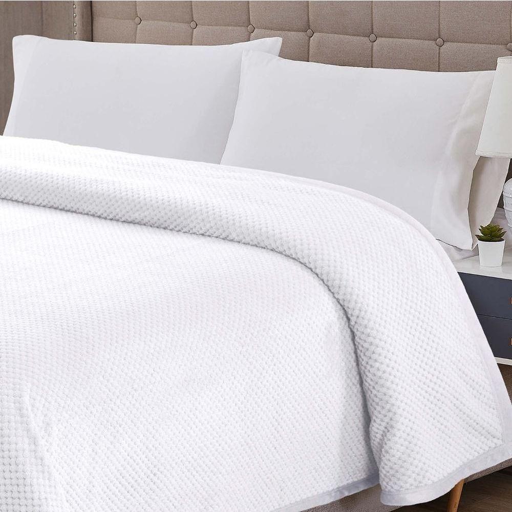 Cobertor Queen Popcorn Manta Flannel Extra Macia - Branco - 2