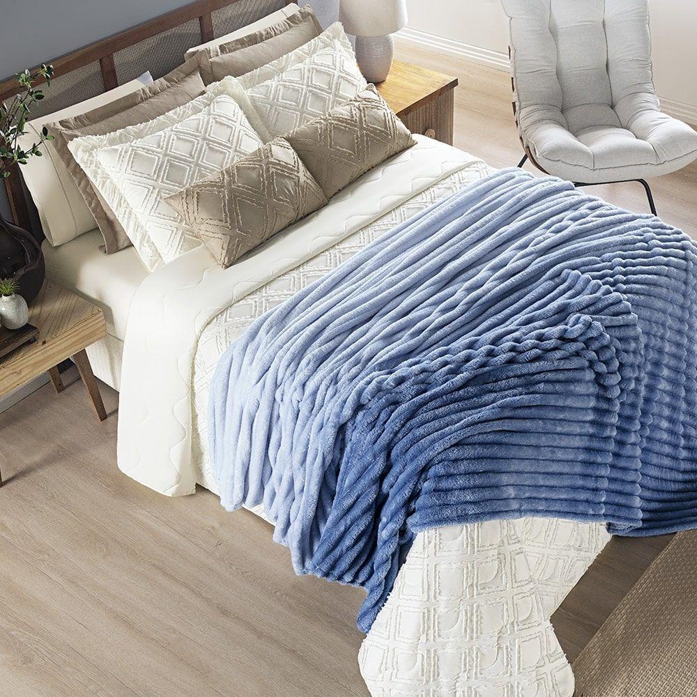 Cobertor Queen Flannel Juliet 100% Poliéster - Azul - 6