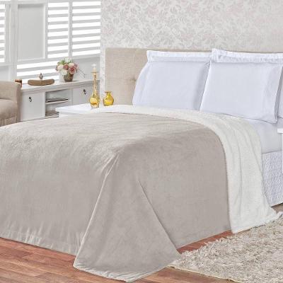 Cobertor Pele De Carneiro Sherpa Alaska Queen 01 Peça - Cinza