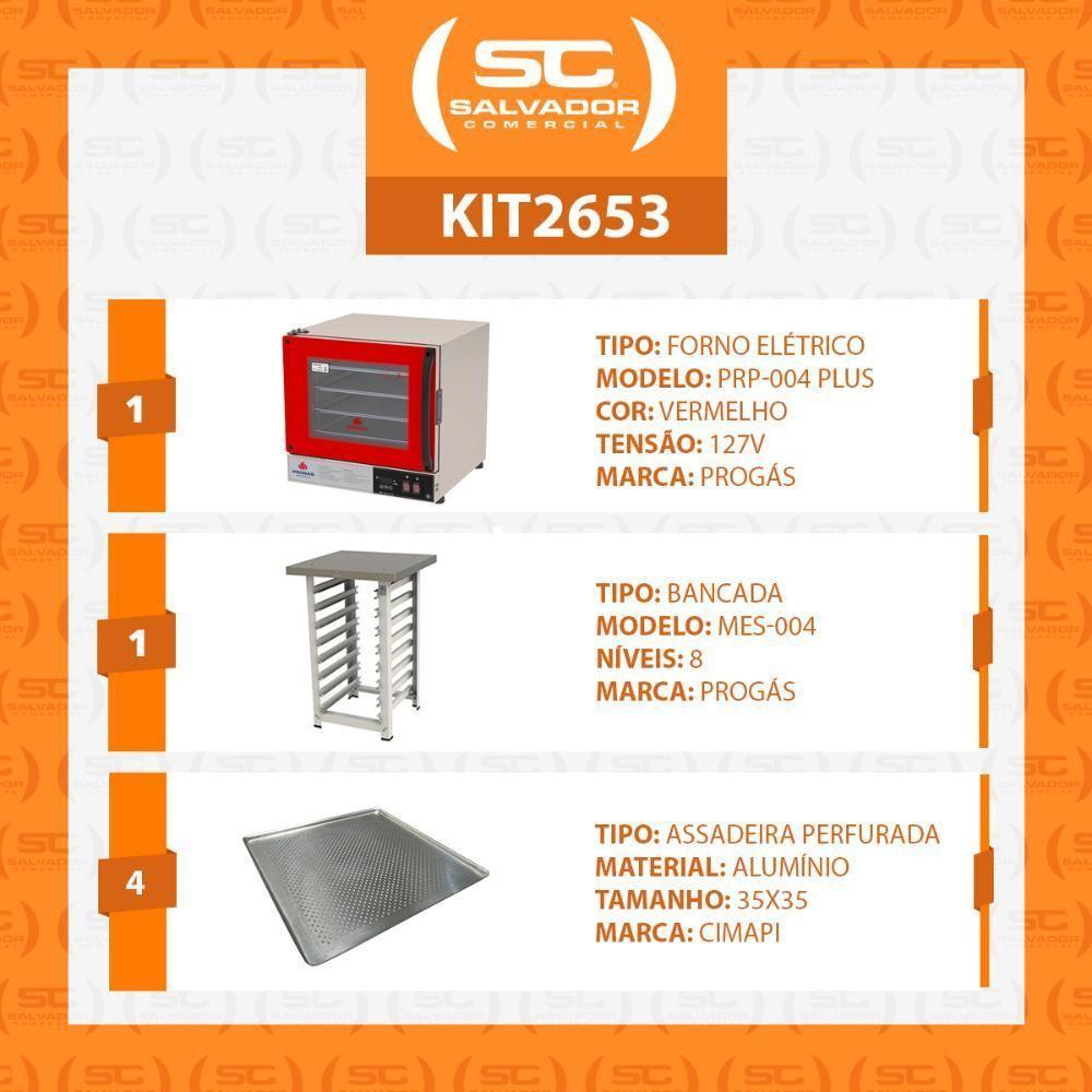 Forno Turbo Prp-004 Plus 110V Vermelho + Bancada Mes-004 Progás + 4 Assadeiras Cimapi 110V - 2