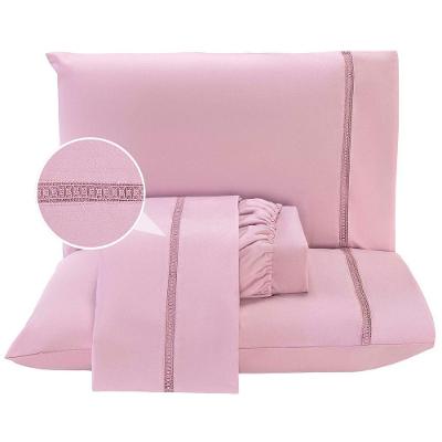 Jogo Lençol Queen Blush Guipir 4pç 100% Poliéster Malva