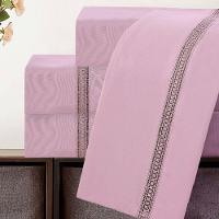 Jogo Lençol Queen Blush Guipir 4pç 100% Poliéster Malva - 2