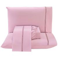 Jogo Lençol Casal Blush Guipir 4pç 100% Poliéster Malva - 3