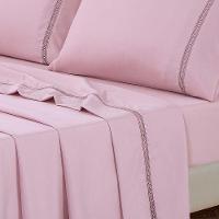 Jogo Lençol Casal Blush Guipir 4pç 100% Poliéster Malva