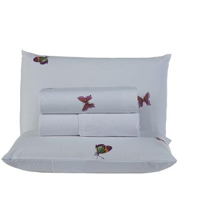 Jogo De Lençol Supreme Casal 4 Peças Estampado 100% Algodão Percal 200 Fios - Borboleta