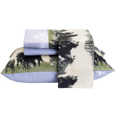 Jogo De Lençol Encatare Casal 4 Peças Estampado 100% Algodão Percal 200 Fios - Texas Cavalo