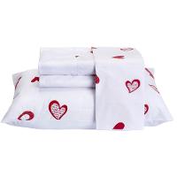 Jogo De Lençol Encatare Casal 4 Peças Estampado 100% Algodão Percal 200 Fios - Love - 1