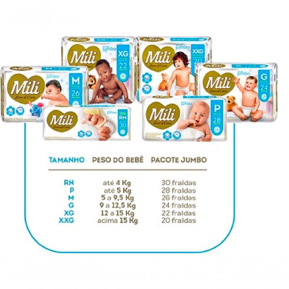 Fralda Descartável Mili Love & Care Rn 9 Pacotes C- 18 Fraldas (total: 162 Fraldas) Premium - 6