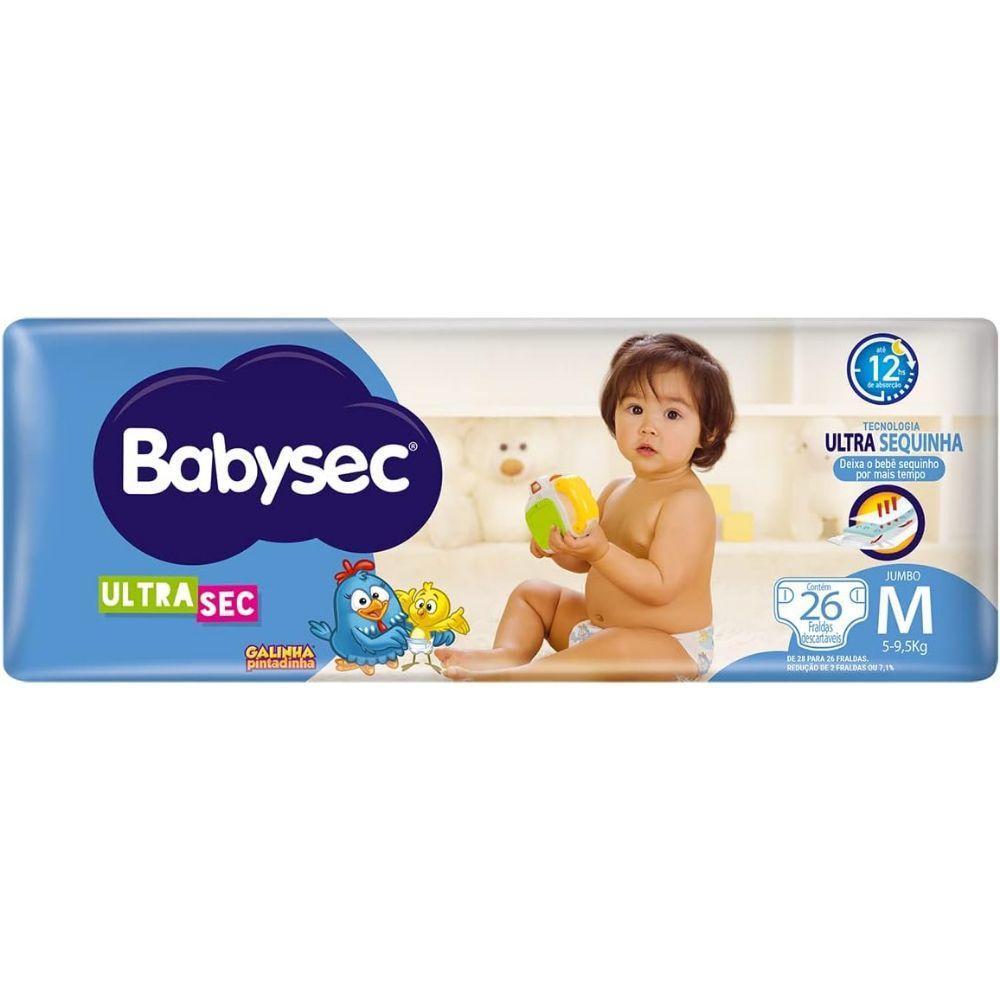 Fralda Babysec Ultrasec Azul Galinha Pintadinha M 26 Unidades - 1