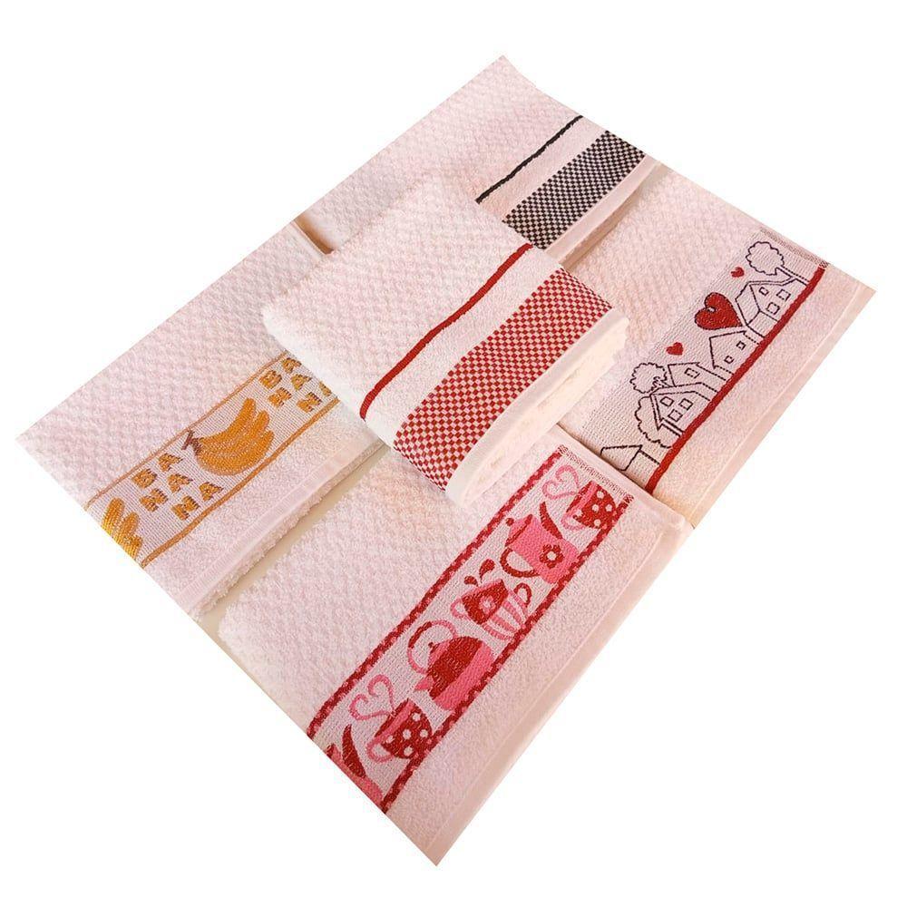 Kit Pano De Copa Lmpeter Atoalhado Com Barra Decorada Jacquard 45cmx70cm(09 Unidade)branco - 10
