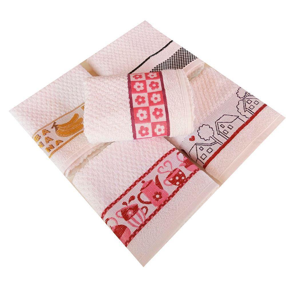 Kit Pano De Copa Lmpeter Atoalhado Com Barra Decorada Jacquard 45cmx70cm(10 Unidade)branco - 4