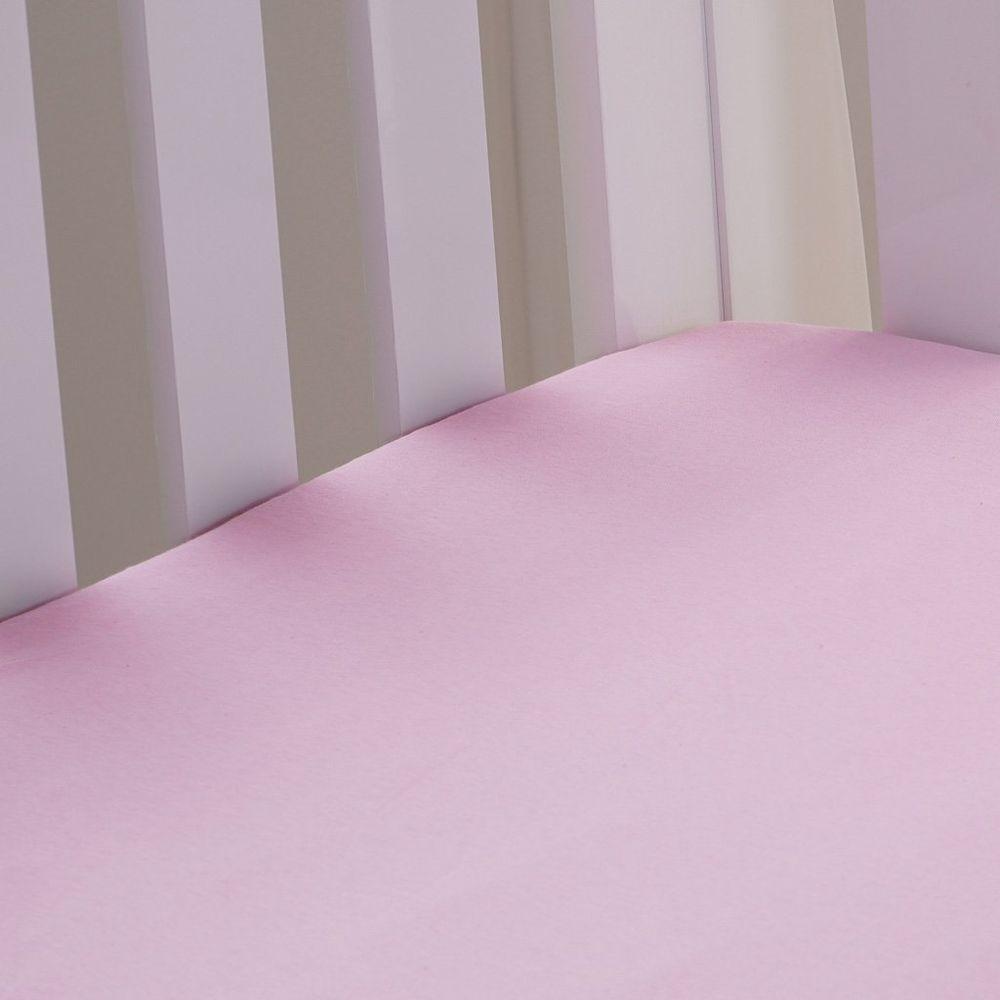 Lençol De Berço Com Elástico Malha 100% Algodão 125g-m² 70x130x15cm Rosa - 2