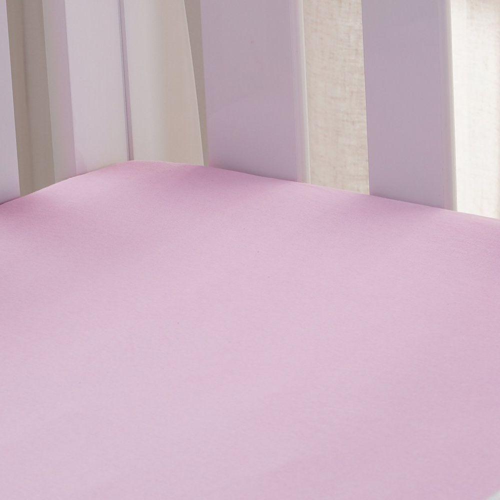 Lençol De Berço Com Elástico Malha 100% Algodão 125g-m² 70x130x15cm Rosa - 3