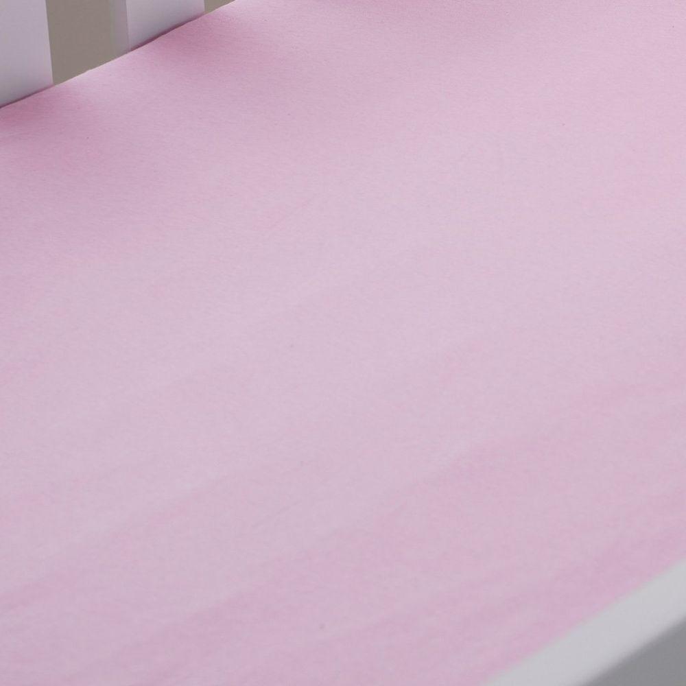 Lençol De Berço Com Elástico Malha 100% Algodão 125g-m² 70x130x15cm Rosa - 4