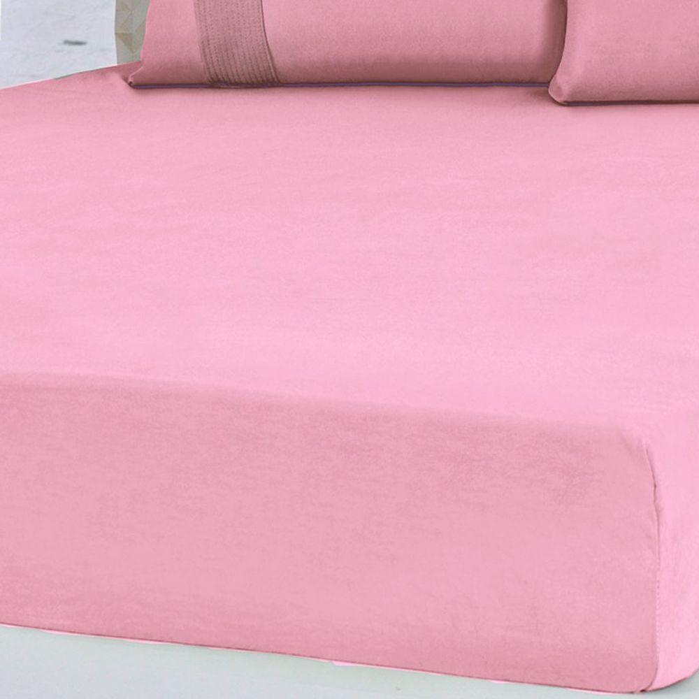 Lençol King Bella Cama Malha 100% Algodão 193x203x40cm Coral - 4
