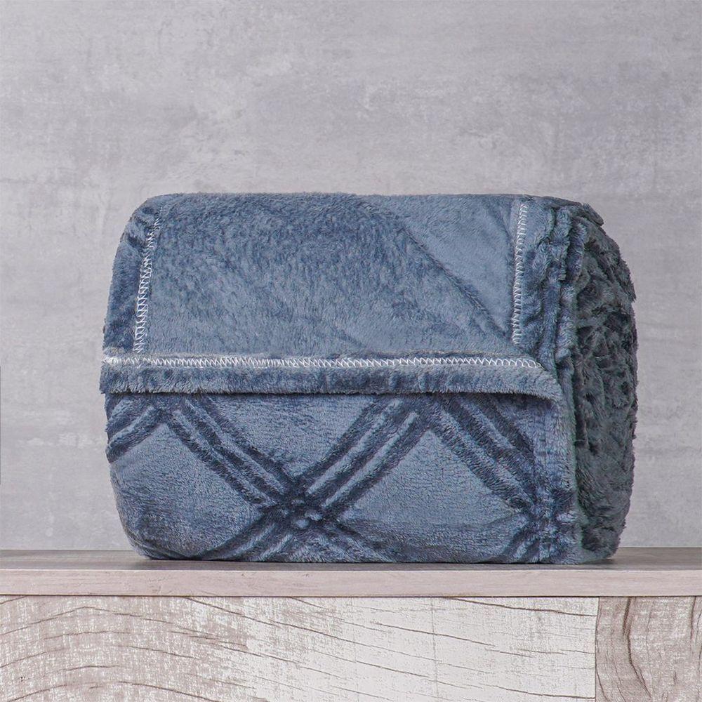 Manta Casal Brushed New Microfibra Flannel 100% Poliéster 180x230 Azul Cobalt - 3