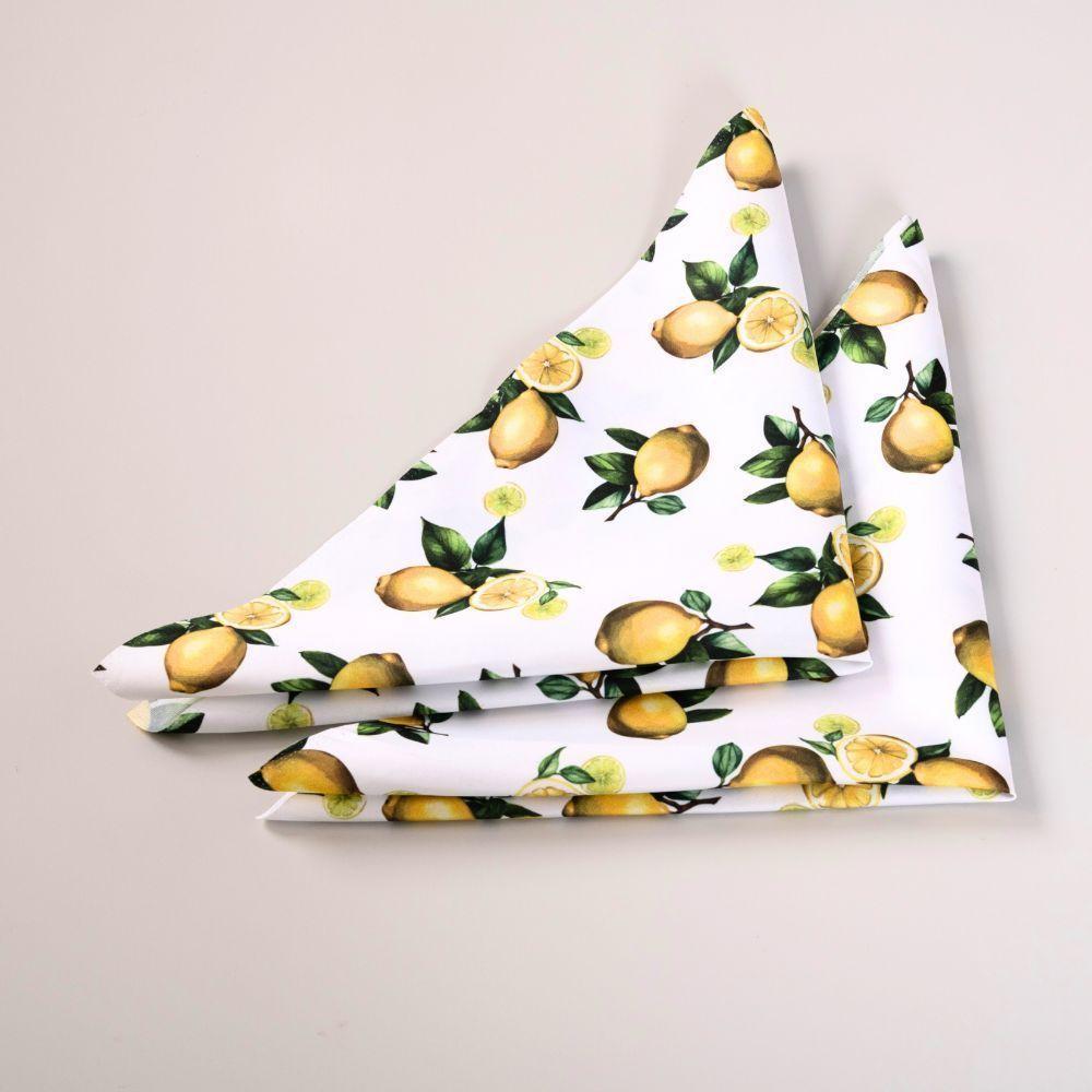 Kit 2 Guardanapos De Tecido Estampado Allegra 2 Peças 35cm X 35cm 100% Poliéster - Limão - 2