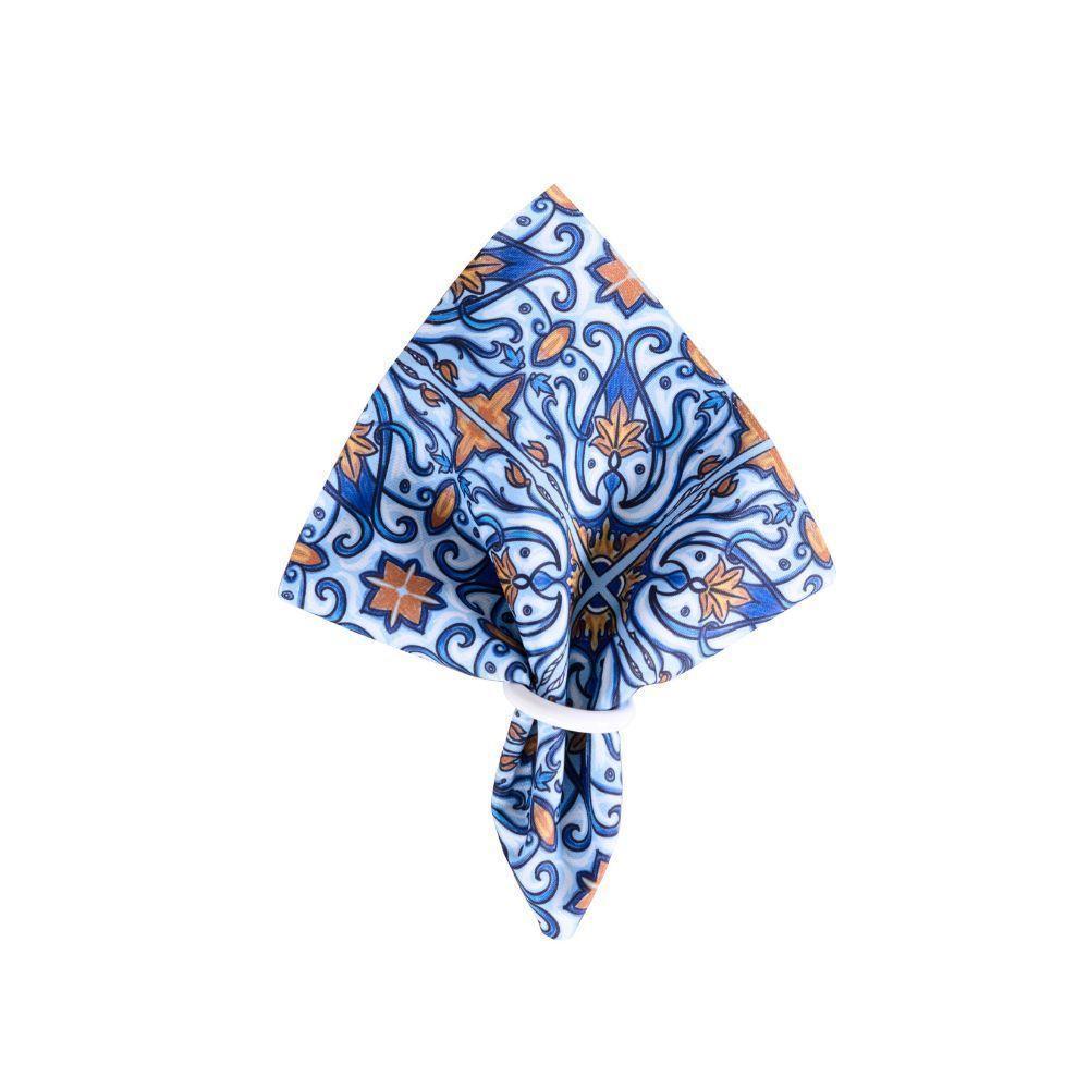 Kit 2 Guardanapos De Tecido Estampado Allegra 2 Peças 35cm X 35cm 100% Poliéster - Azulejo - 1