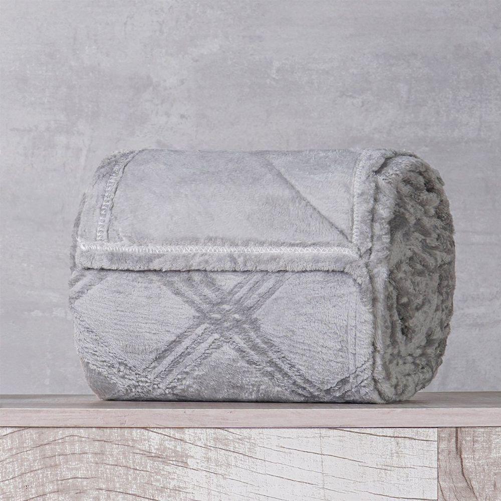 Manta Queen Brushed New Microfibra Flannel 100% Poliéster 220x230 Platina - 2