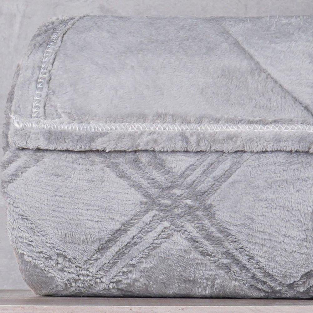 Manta Queen Brushed New Microfibra Flannel 100% Poliéster 220x230 Platina - 3