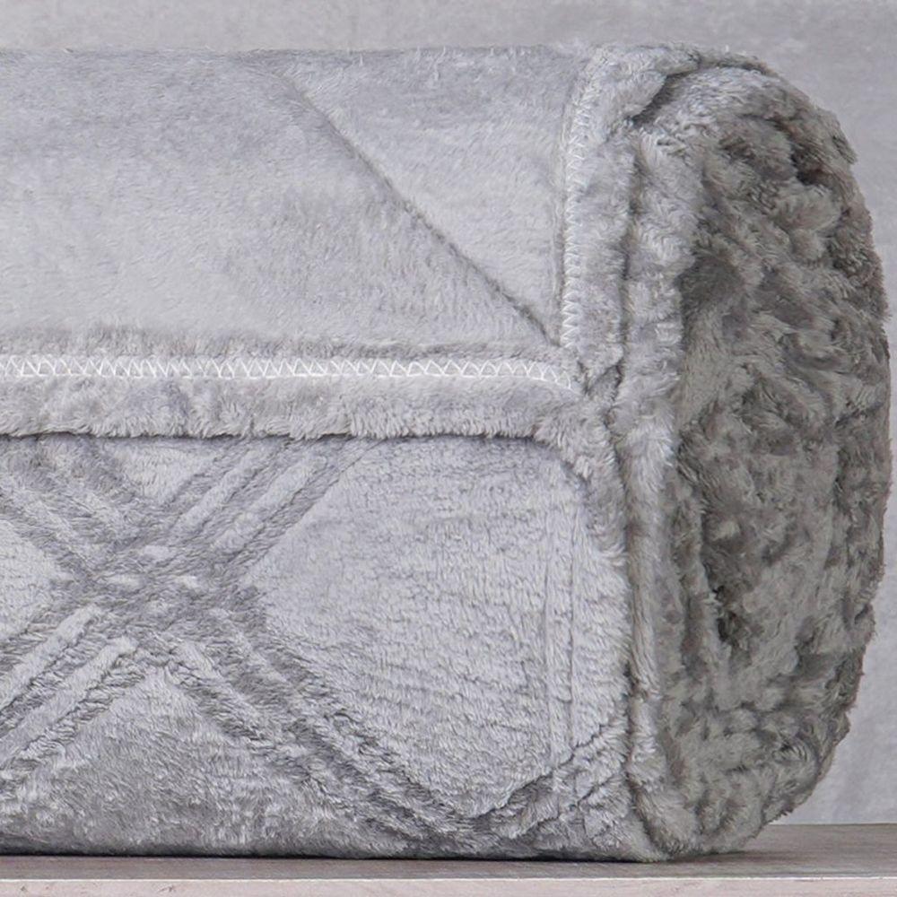 Manta Queen Brushed New Microfibra Flannel 100% Poliéster 220x230 Platina - 4
