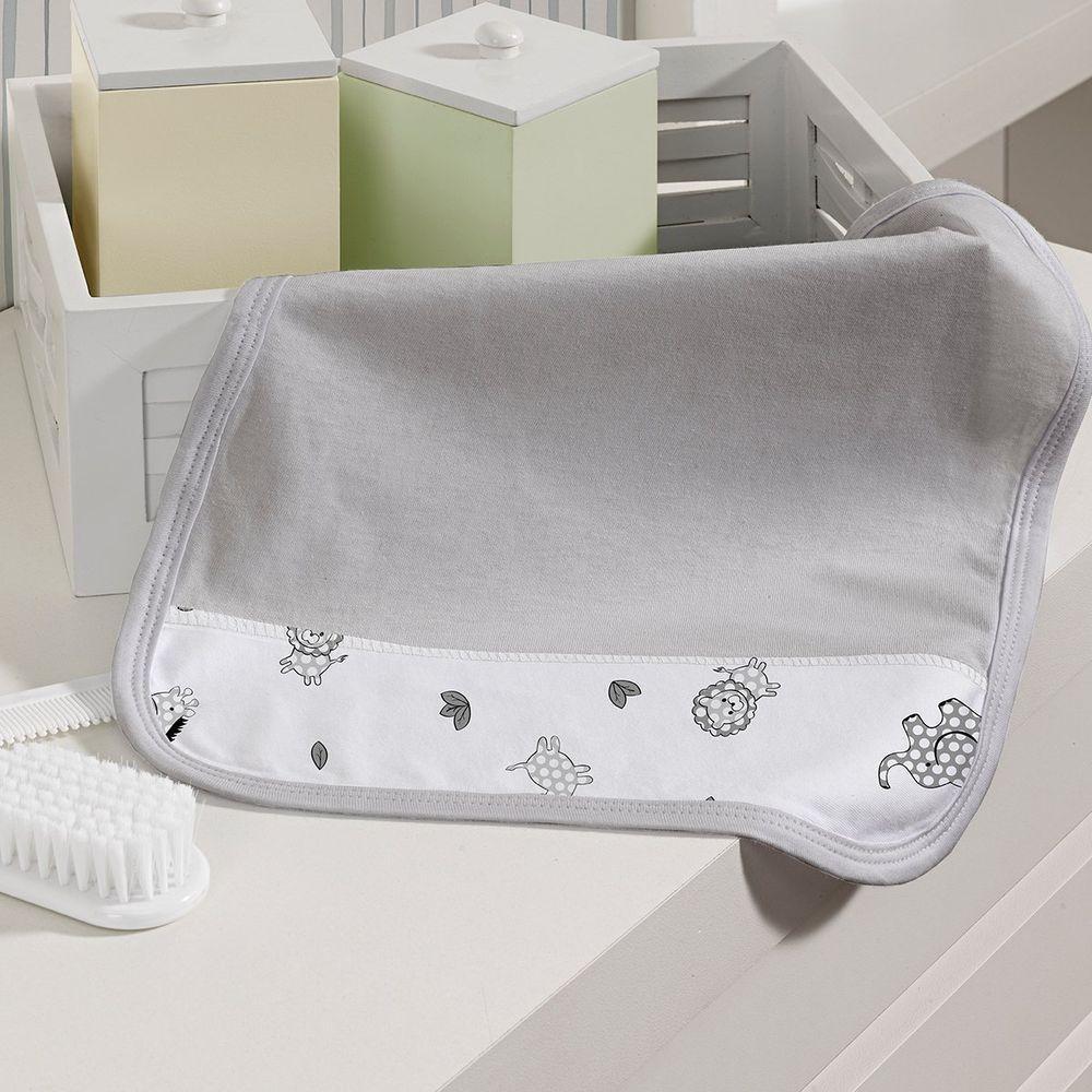Kit Toalhinha De Boca Com 03 Peças Tecebem Baby Malha 100% Algodão Leon Cinza - 1