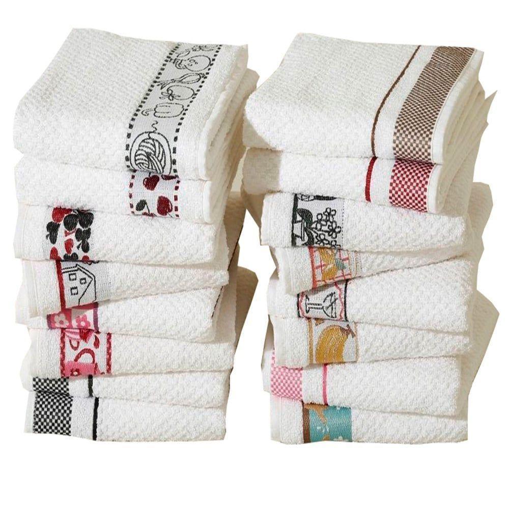 Kit Pano De Copa Lmpeter Atoalhado Com Barra Decorada Jacquard 45cmx70cm(11 Unidade)branco - 8