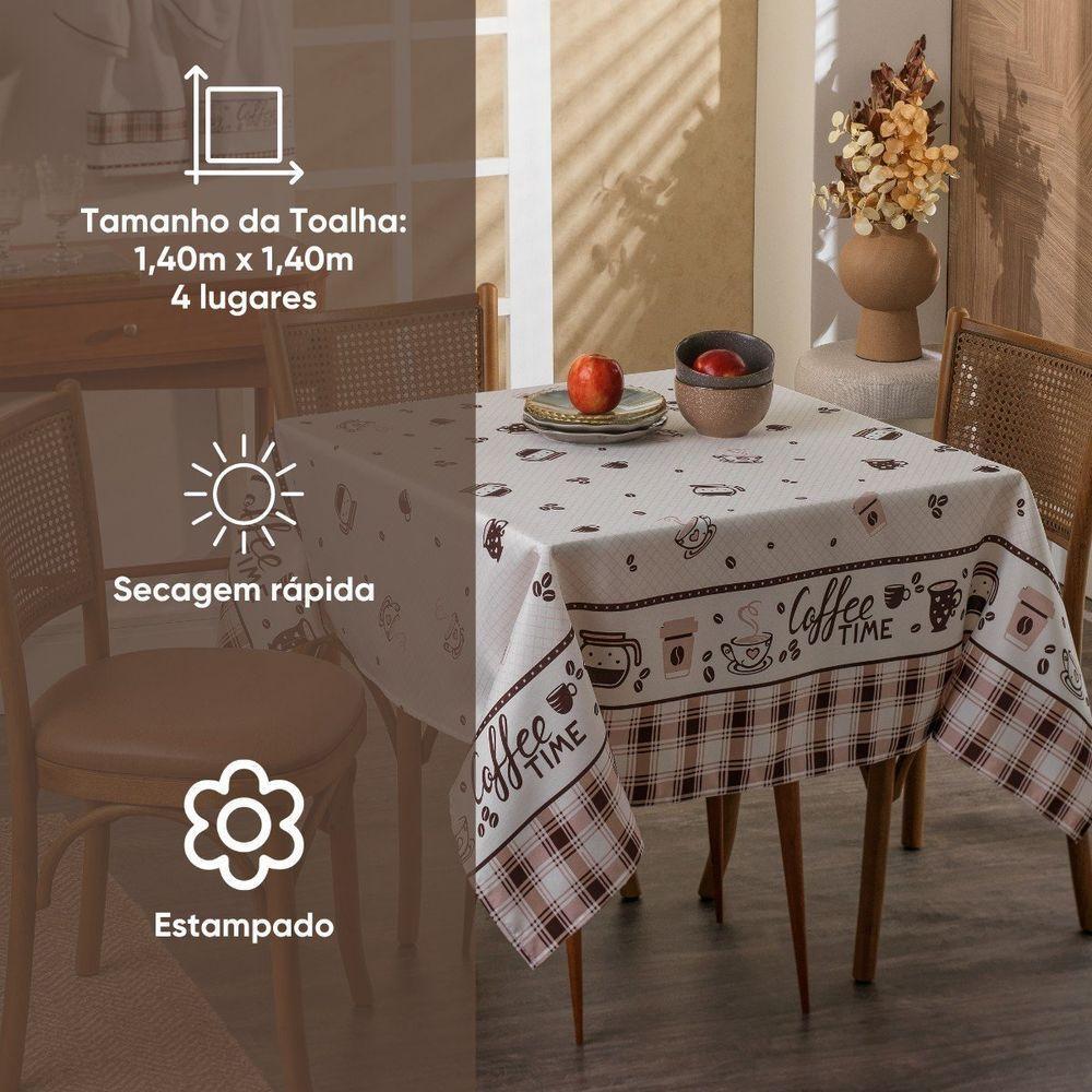 Toalha De Mesa Quadrada 4 Lugares 1,40x1,40m Impermeável Appel Café - 2