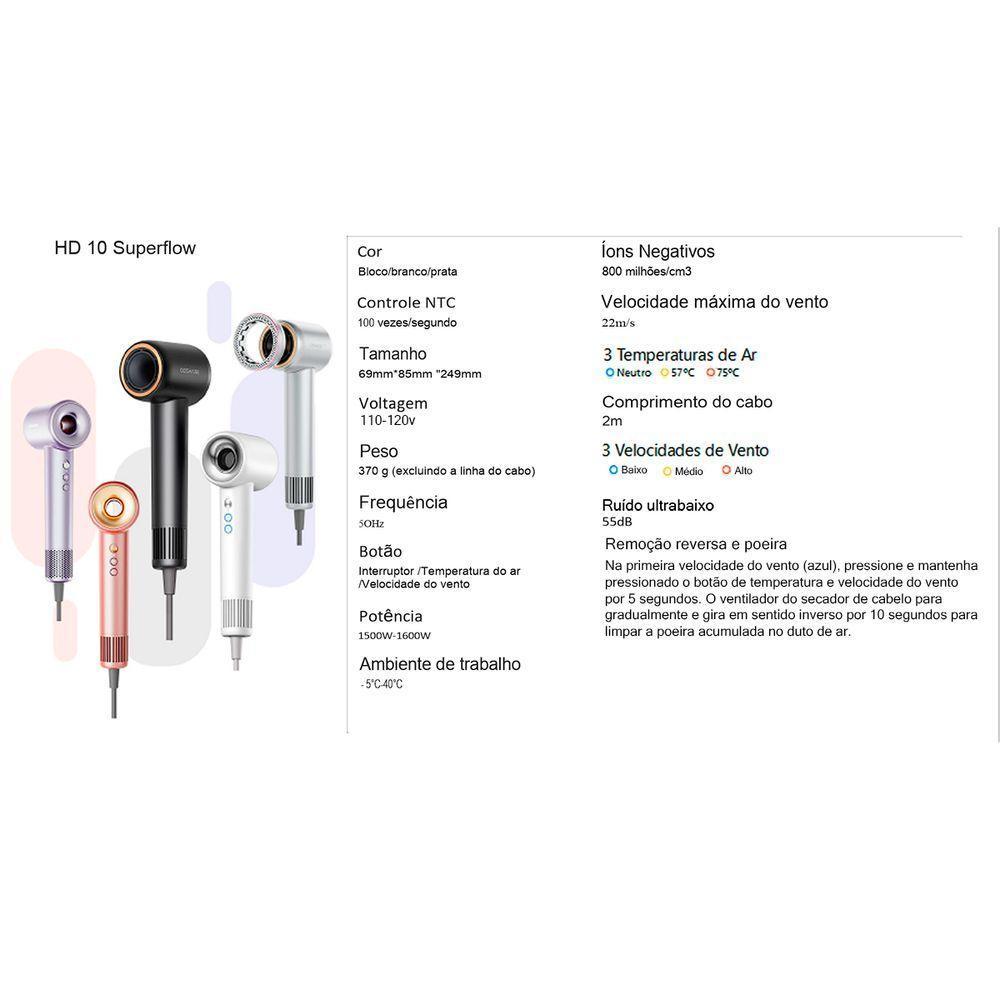 Secador De Cabelo Dyson Alta Velocidade Coshare Preto 110v - 10