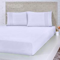 Lençol Casal Bella Cama Malha 100% Algodão 138x188x30 Branco - 1