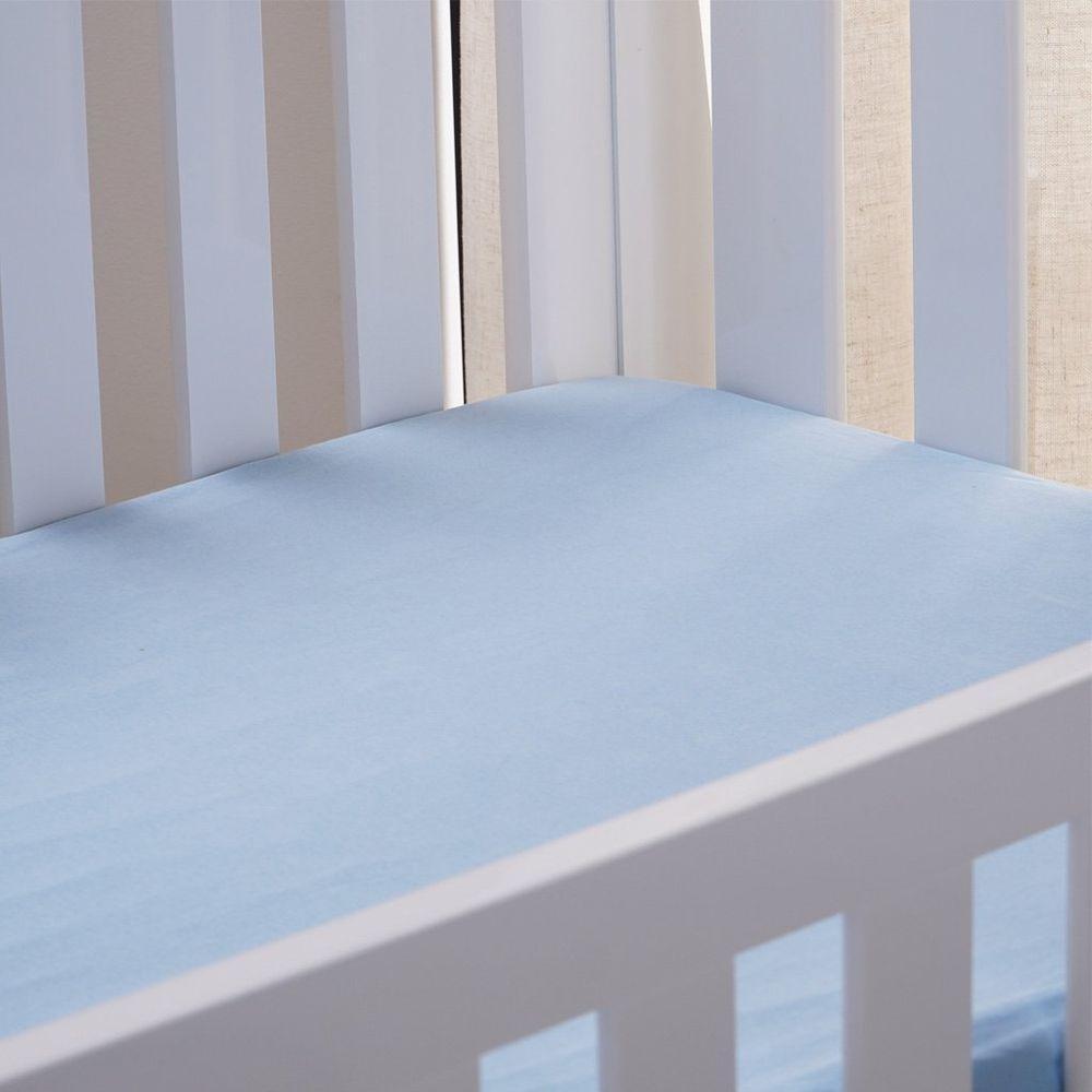 Lençol De Berço Com Elástico Malha 100% Algodão 125g-m² 70x130x15cm Azul - 1