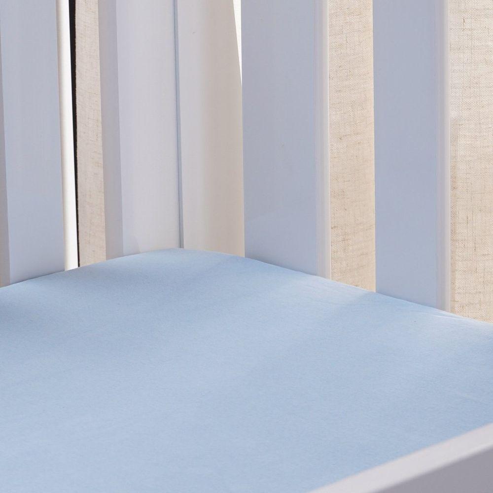 Lençol De Berço Com Elástico Malha 100% Algodão 125g-m² 70x130x15cm Azul - 3