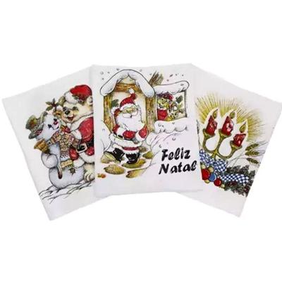 Pano De Copa Lomaer Sacaria Estampado Natal C- Glitter - 06 Unidades - Branco