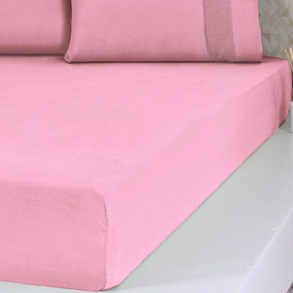 Lençol Queen Bella Cama Malha 100% Algodão 158x198x35 Coral - 2