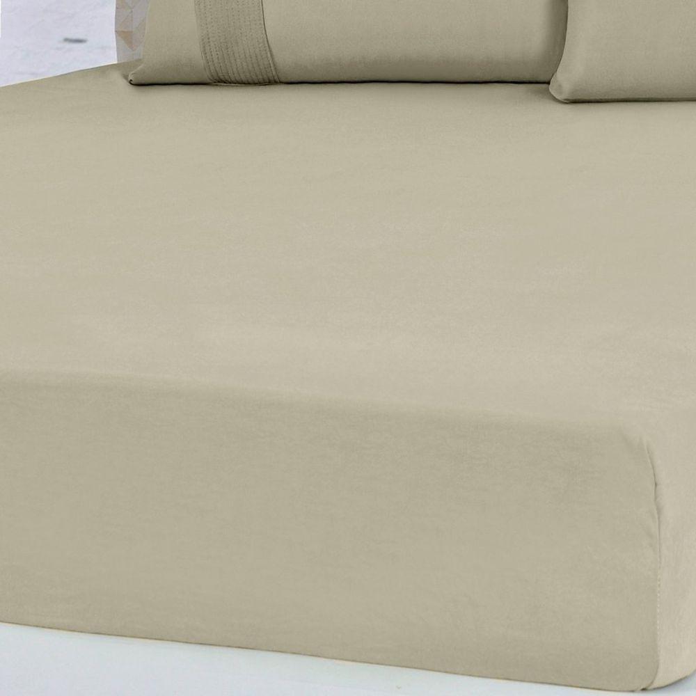 Lençol Queen Bella Cama Malha 100% Algodão 158x198x35 Avelã - 4