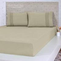 Lençol Queen Bella Cama Malha 100% Algodão 158x198x35 Avelã - 1