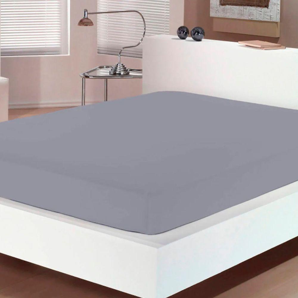 Lençol Avulso Buettner Solteiro King Malha 100% Algodão Image Com Elástico Cinza - 3