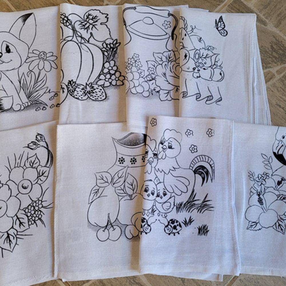 Pano De Prato Lomaer Sacaria 45x71cm Contorno Para Pintura( 3 Unidades)branco - 1