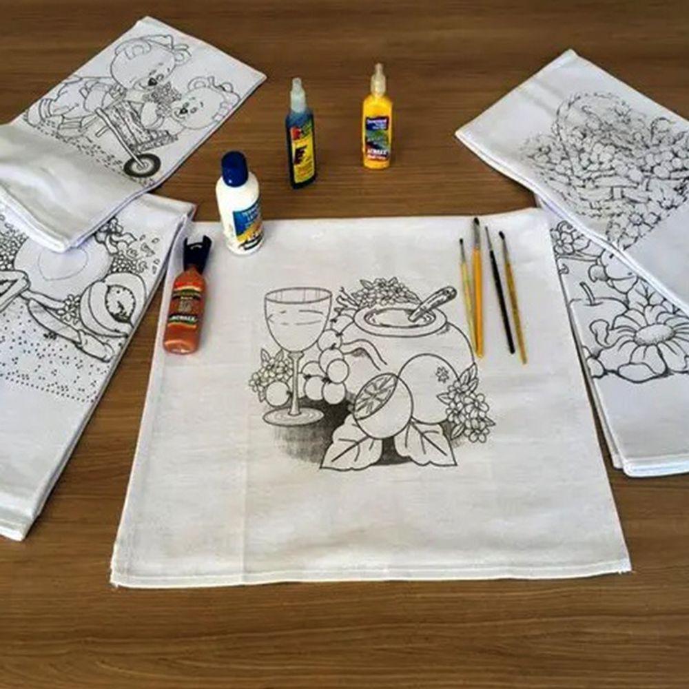 Pano De Prato Lomaer Sacaria 45x71cm Contorno Para Pintura( 3 Unidades)branco - 3