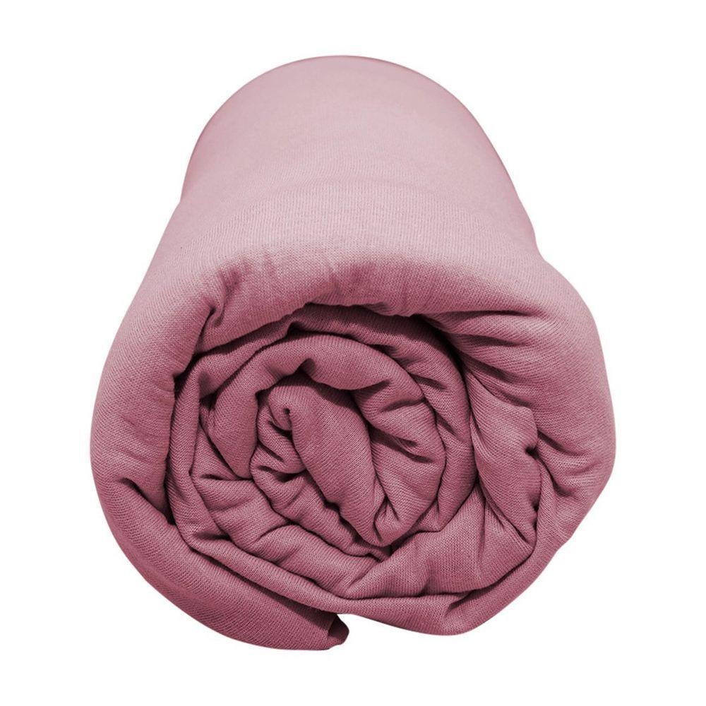 Lençol Com Elástico Queen Portallar Malha 100% Algodão Liso Linha Casa Rosa Cravo - 2