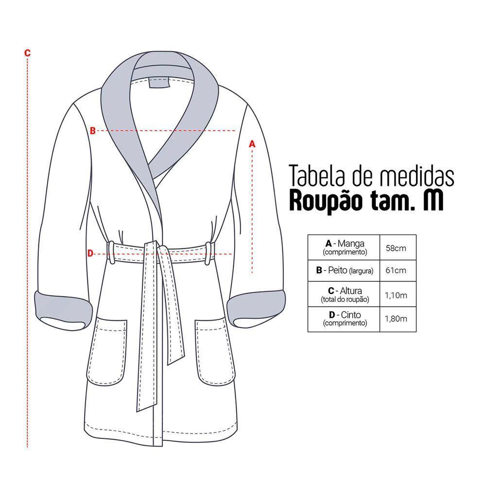 Roupão Buettner Masculino Microfibra Jacquard 100% Poliéster Artico Kimono Tamanho(m) Preto - 3