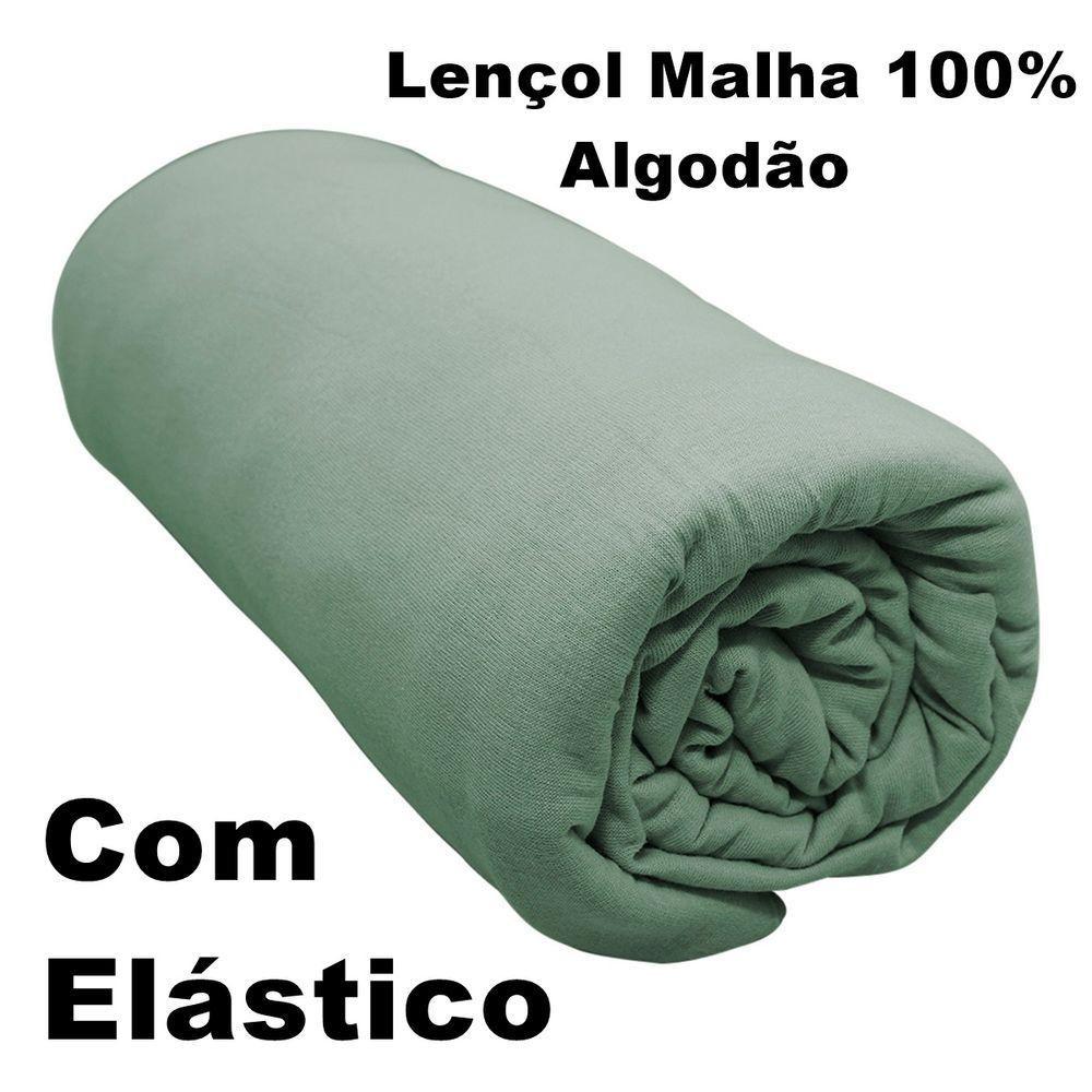 Lençol Com Elástico Solteiro Portallar Malha 100% Algodão Liso Linha Casa Verde - 3
