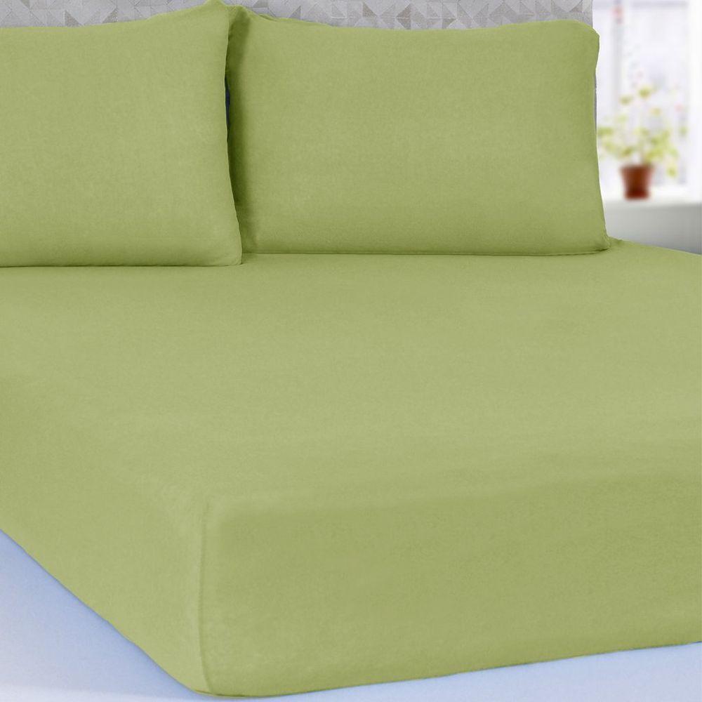 Lençol Casal Serena Malha 100% Algodão 138x188x23 Verde - 2